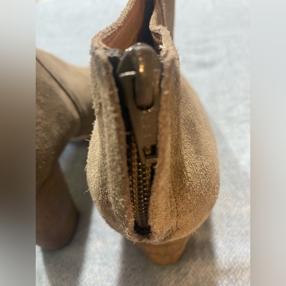 Corso Como Brown Suede Leather Booties, Size 8M, Peep Toe, Zip Back, 4” Heel - Picture 4 of 9